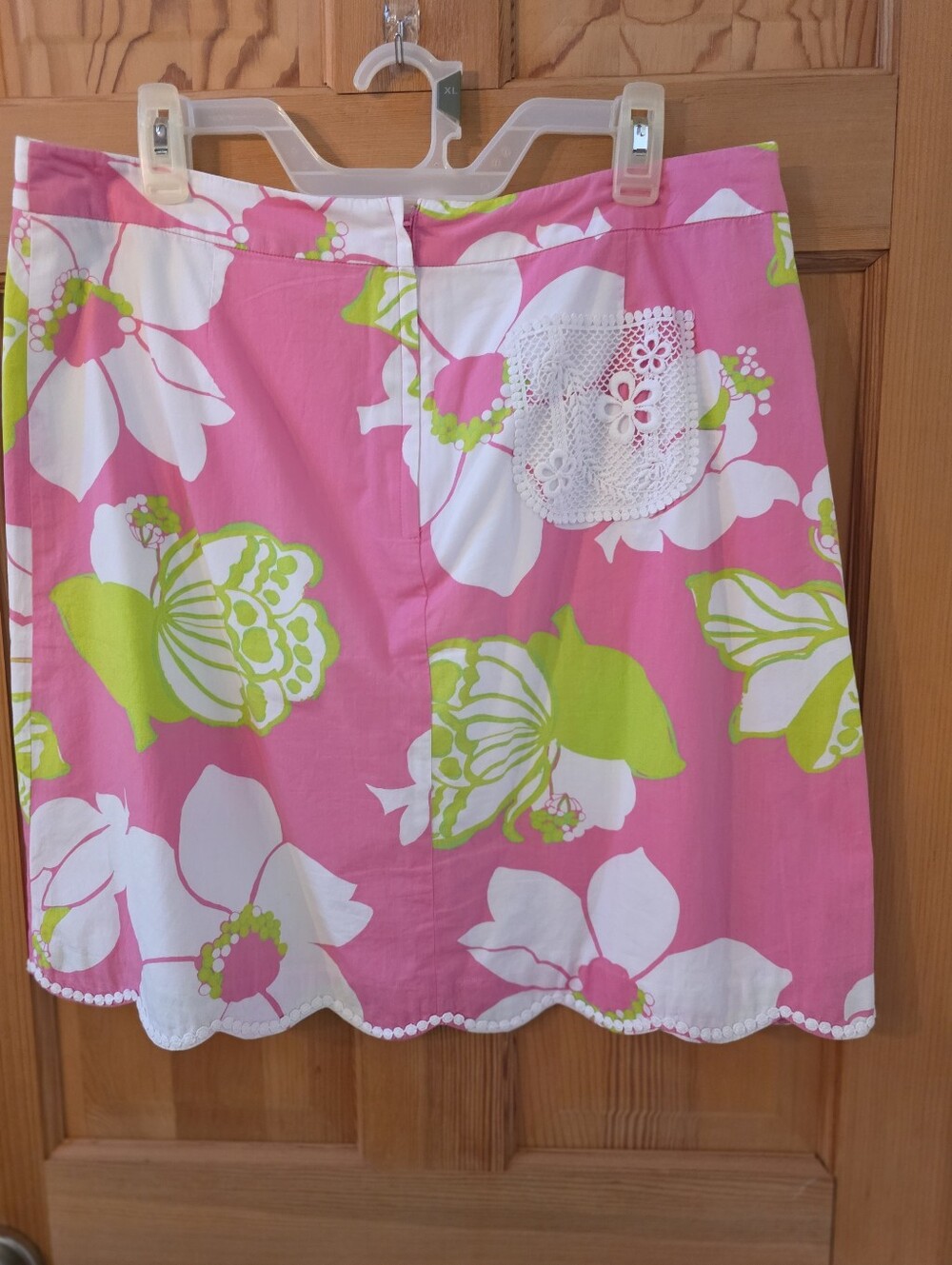 Lilly Pulitzer Pink Floral Mini Skirt with Lime Accents